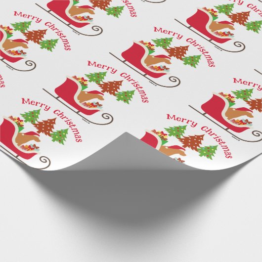Fox Red Labrador Silhouette Christmas Sleigh Geschenkpapier (Ecke)