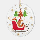 Fox Red Labrador Silhouette Christmas Sleigh Keramik Ornament (Links)