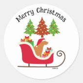 Fox Red Labrador Silhouette Christmas Sleigh Runder Aufkleber (Vorderseite)