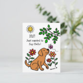 Fox Red Labrador und Green Hi Postkarte (Stehend Vorderseite)