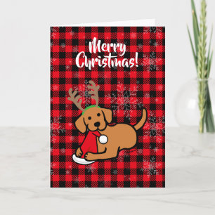 Fox Red Labrador und Santa Christmas Cartoon Feiertagskarte