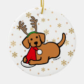 Fox Red Labrador und Santa Christmas Cartoon Keramik Ornament (Vorne)