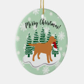 Fox Red Labrador Weihnachten Evergreen Snowflakes Keramik Ornament (Rechts)