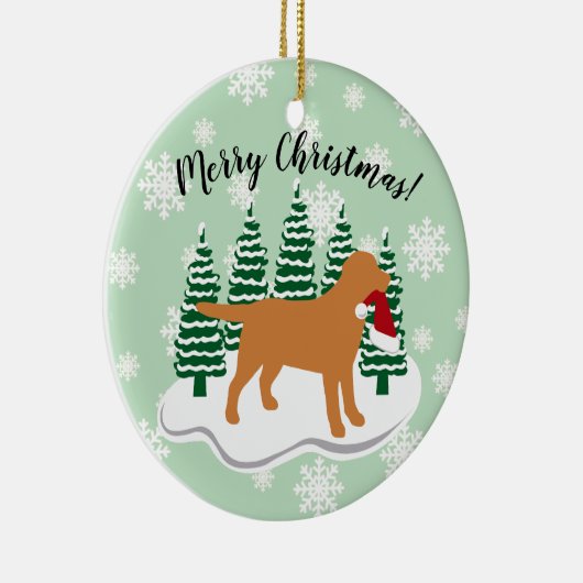 Fox Red Labrador Weihnachten Evergreen Snowflakes Keramik Ornament (Rechts)