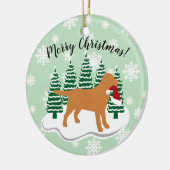 Fox Red Labrador Weihnachten Evergreen Snowflakes Keramik Ornament (Links)