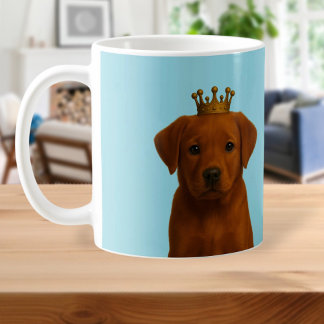 Fox Red Labrador Welpe in Gold Crown Niedlich Kaffeetasse