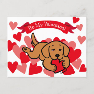 Fox Red Labrador Welppy Cheart Valentine Feiertagspostkarte