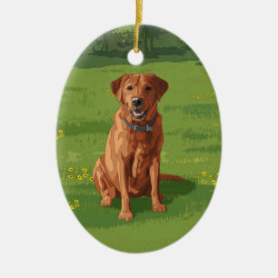 Fox Red Yellow Labrador Retriever Dog Keramik Ornament