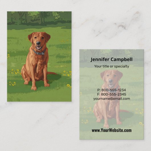 Fox Red Yellow Labrador Retriever Dog Visitenkarte (Vorne/Hinten)