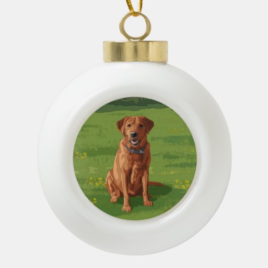 Fox Red Yellow Labrador Retriever Hund Keramik Kugel-Ornament (Vorderseite)