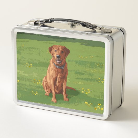 Fox Red Yellow Labrador Retriever Hund Metall Brotdose (Rückseite)