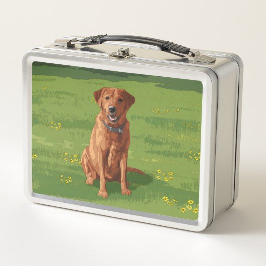 Fox Red Yellow Labrador Retriever Hund Metall Brotdose (Vorderseite)