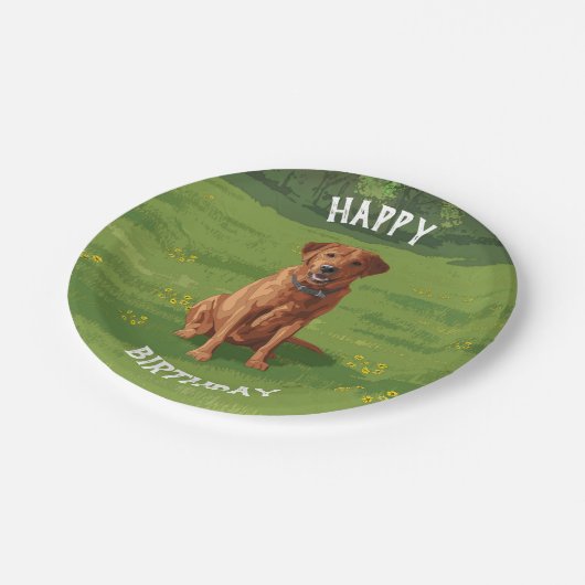 Fox Red Yellow Labrador Retriever Hund Pappteller (Schrägansicht)