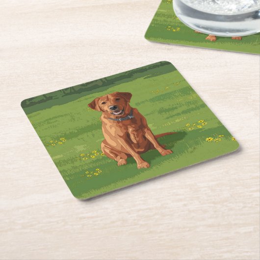 Fox Red Yellow Labrador Retriever Hund Rechteckiger Pappuntersetzer (angewinkelt)