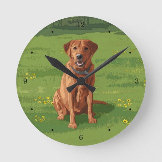 Fox Red Yellow Labrador Retriever Hund Runde Wanduhr (Vorderseite)