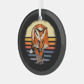 Fox Retro Vintag Ornament Aus Glas (Vorderseite links)
