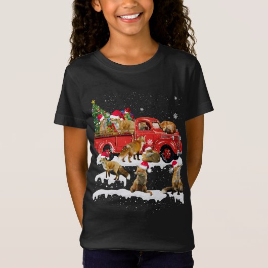Fox Riding Red Truck Frohe Weihnachts X-mas Ugly G T-Shirt (Vorderseite)