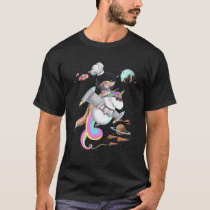 Fox Riding Unicorn Food Pizza Space Party Planet C T-Shirt
