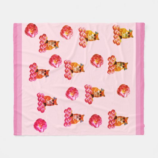 Fox & Rose Pop Art Fleece Blanket (Vorderseite (Horizontal))