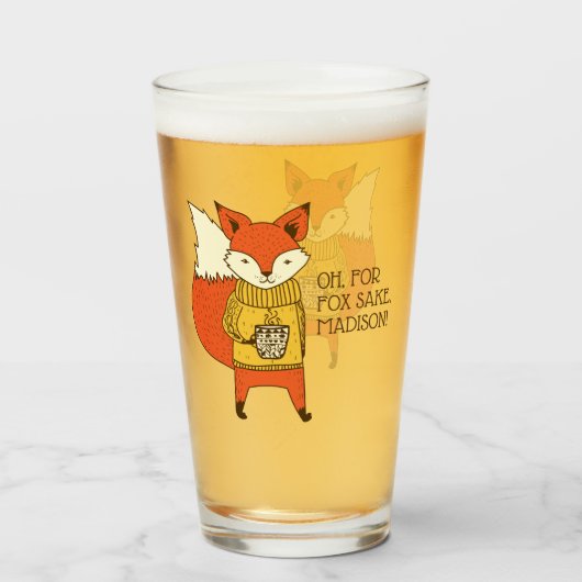 Fox Sake benutzerdefiniertes Textpint-Glas Glas (Rückseite (gefüllt))