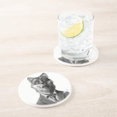 Fox-Sandstein-Getränk-Untersetzer (Front) Getränkeuntersetzer (Seite)