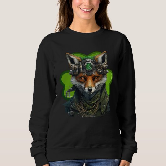 Fox Shamrock St Patrick s Day Leprechaun Hat Fox Sweatshirt (Vorderseite)