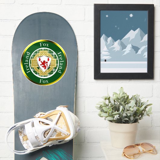 Fox Shield & Celtic Cross Personalisiert Aufkleber (Snowboard)