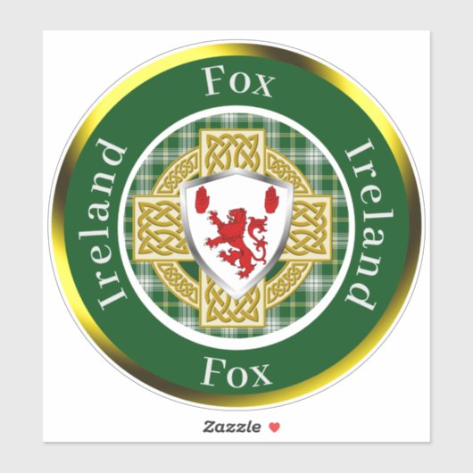 Fox Shield & Celtic Cross Personalisiert Aufkleber (Blatt)