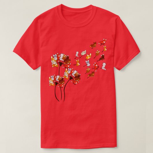 Fox Shirt Dandelion Foxes Lover (Design vorne)