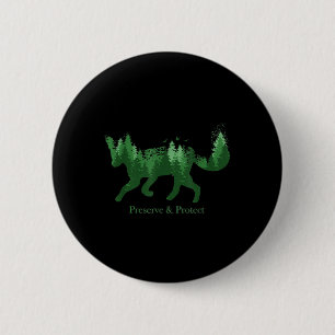 Fox-Silhouette bewahren und verstärken; Umweltschu Button