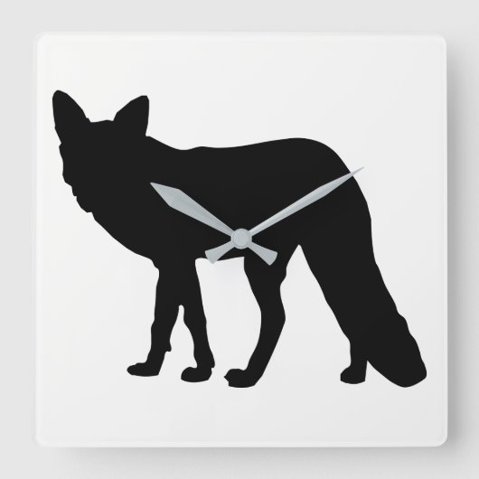 Fox-Silhouette Quadratische Wanduhr (Vorderseite)