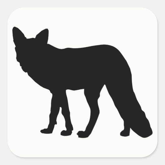Fox-Silhouette Quadratischer Aufkleber (Vorderseite)