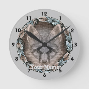 Fox Sketch Clock Runde Wanduhr
