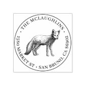 Fox Sketch | Runder Familienname und Rücksendeadre Gummistempel (Prägung)