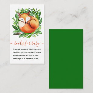 Fox Sleeping Books for Baby Shower Forest Green Begleitkarte