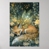 Fox Sleeping verzauberter Smaragdwald Poster (Vorne)