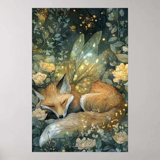 Fox Sleeping verzauberter Smaragdwald Poster (Vorne)