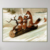 Fox Sleigh Ride Vintag Print Poster (Vorne)