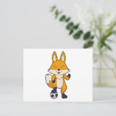 Fox Soccer Player Soccer Postkarte (Stehend Vorderseite)