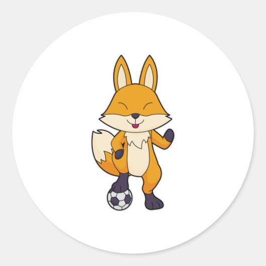 Fox Soccer Player Soccer Runder Aufkleber (Vorderseite)