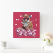 Fox, Sonnenbrille, Pink Wall Clock Quadratische Wanduhr (Zuhause)
