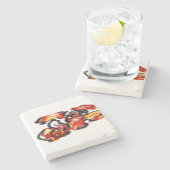 Fox-Sonnenuntergang Herbst Steinuntersetzer (Seitenansicht)