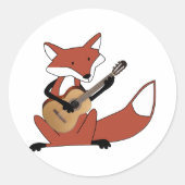 Fox spielt Gitarre Runder Aufkleber (Vorderseite)