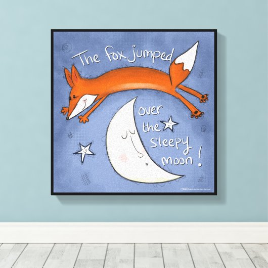 Fox springt über den Mond Leinwanddruck (Insitu (Holzboden))