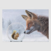 Fox Squirrel Winter Snow Globe Seidenpapier (Vorderseite)