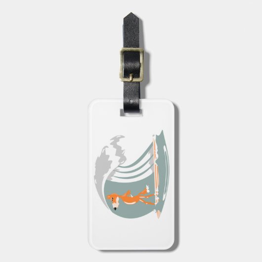 Fox Stehend auf einem Surfbrett Gepäckanhänger (Vorderseite vertikal)