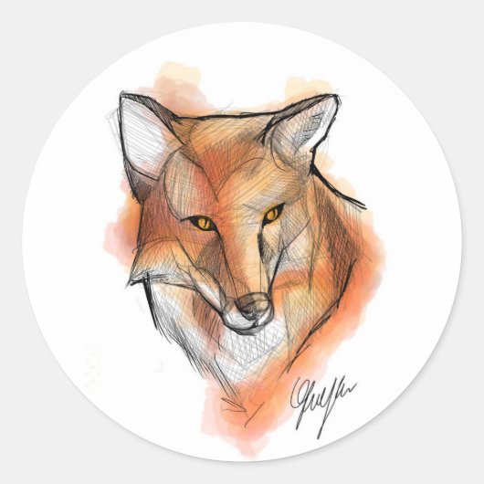 Fox Stiker Runder Aufkleber (Vorderseite)