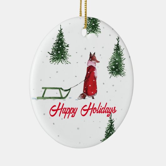 Fox stürzt durch die Schnee-Winter-Abbildung Keramik Ornament (Rechts)