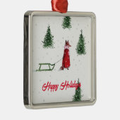 Fox stürzt durch die Schnee-Winter-Abbildung Ornament Aus Metall (Rechts)