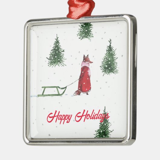 Fox stürzt durch die Schnee-Winter-Abbildung Ornament Aus Metall (Links)